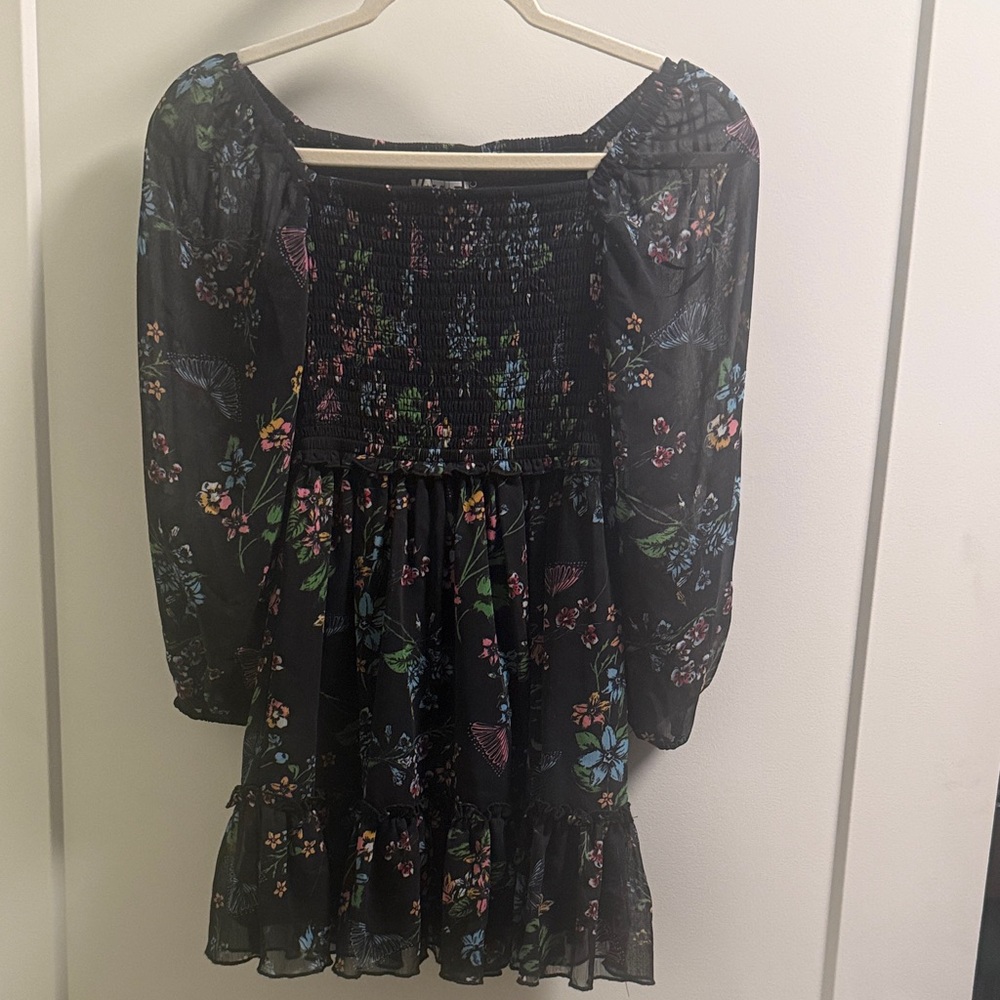 KATIE J NYC Floral Black Dress with lining- no flaws
